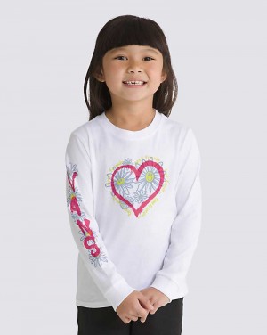 Kids' Vans Little Kids Daisy Hearts Long Sleeve T-Shirt White | USA STZ-103425