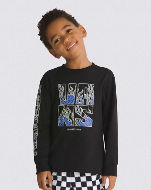 Kids' Vans Little Kids Digi Flames Long Sleeve T-Shirt Black | USA XIC-037529