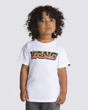 Kids' Vans Little Kids Up In Flames T-Shirt White | USA GKB-598413