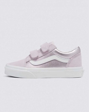 Kids' Vans Old Skool V Metallic Shoes Lavender | USA VFZ-263571