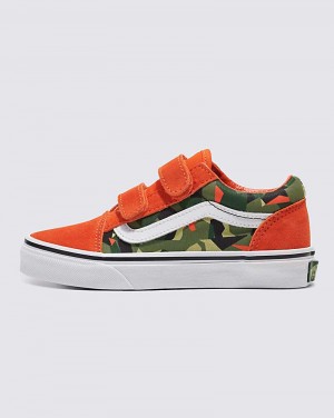 Kids' Vans Old Skool V Shoes Camo Orange | USA TZX-518364