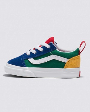 Kids' Vans Toddler Old Skool Elastic Lace Vans Yacht Club Shoes Blue Green Yellow | USA ADJ-173856