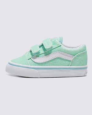 Kids' Vans Toddler Old Skool V Glitter Shoes Turquoise | USA WGV-029148