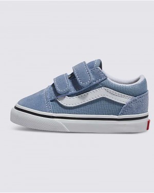 Kids' Vans Toddler Old Skool V Shoes Blue | USA GDP-476283