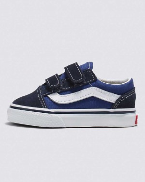 Kids' Vans Toddler Old Skool V Shoes Navy | USA ZXY-093421