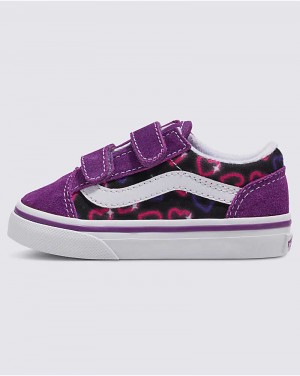 Kids' Vans Toddler Old Skool V Shoes Purple | USA RDO-176594