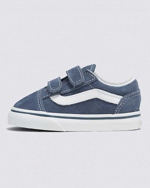 Kids' Vans Toddler Old Skool V Suede Shoes Indigo | USA HKN-053276