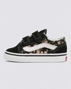 Kids' Vans Toddler Old Skool V Wallflower Floral Shoes Black | USA BDU-130872