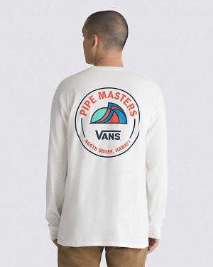 Men's Vans 2023 Pipe Masters Lock Up Long Sleeve T-Shirt White | USA URY-124657