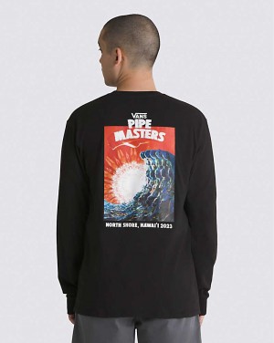 Men's Vans 2023 Pipe Masters Poster Long Sleeve T-Shirt Black | USA SGX-562104