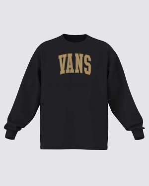 Men's Vans Arched Long Sleeve T-Shirt Black | USA GSU-034178