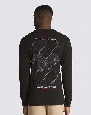 Men's Vans Born Butterfly Long Sleeve T-Shirt Black | USA ABT-560829