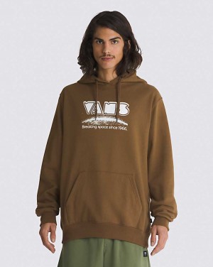 Men's Vans Breaking Space Pullover Hoodie Coffee | USA ZHE-964357