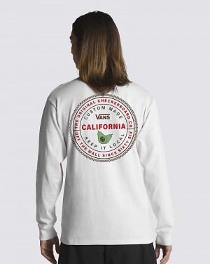 Men's Vans California Market Long Sleeve T-Shirt White | USA DPW-832910