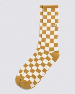 Men's Vans Checkerboard Crew Sock Yellow | USA TPL-438672