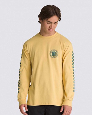 Men's Vans Circle Racer Lockup Long Sleeve T-Shirt Yellow | USA TLK-706135