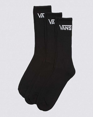 Men's Vans Classic Crew 3-Pack Sock Black | USA CGD-654970