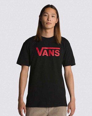 Men's Vans Classic T-Shirt Black Red | USA RCV-396051