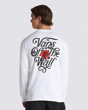 Men's Vans Composite Rose Long Sleeve T-Shirt White | USA MHC-890617