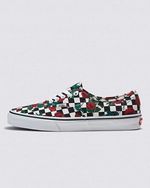 Men's Vans Customs Checkerboard Roses Authentic Shoes Multicolor | USA ANC-318649