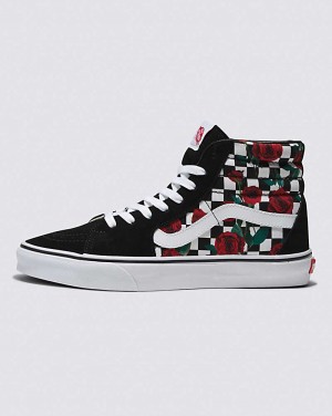 Men's Vans Customs Checkerboard Roses Sk8-Hi Shoes Multicolor | USA VSZ-182493