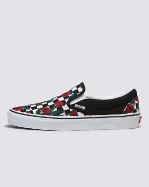 Men's Vans Customs Checkerboard Roses Slip-On Shoes Multicolor | USA BES-602317