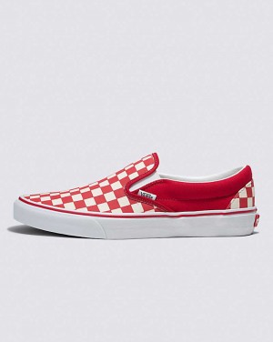 Men's Vans Customs Checkerboard Slip-On Wide Shoes Red White | USA AZW-764293