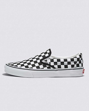 Men's Vans Customs Checkerboard Slip-On Wide Shoes Black White | USA ARE-054697