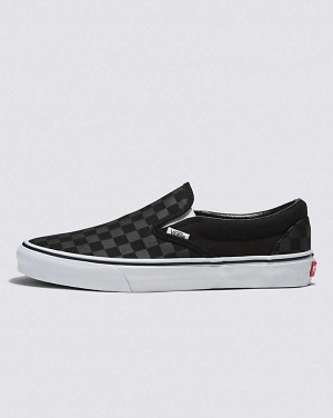 Men's Vans Customs Checkerboard Slip-On Wide Shoes Black | USA PRS-941257