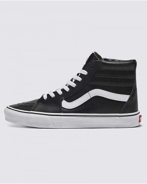 Men's Vans Customs Elevated Leather Sk8-Hi Shoes Black | USA SYP-083649