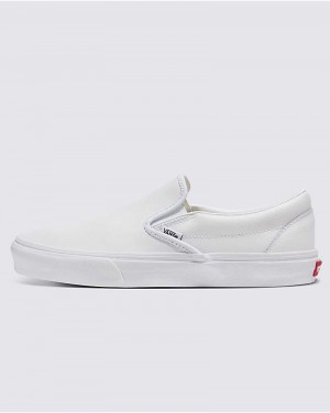 Men's Vans Customs Elevated Leather Slip-On Shoes White | USA DAJ-863104