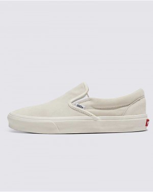 Men's Vans Customs Elevated Marshmallow Suede Slip-On Shoes White | USA AHW-196348