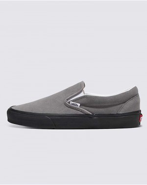 Men's Vans Customs Elevated Suede Black Sole Slip-On Shoes Grey | USA ORG-273180