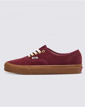 Men's Vans Customs Elevated Suede Gum Sole Authentic Shoes Burgundy | USA REL-914570