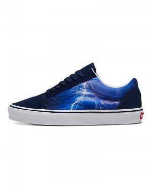 Men's Vans Customs Image Library Lightning Old Skool Shoes Navy | USA WZR-810476