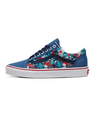 Men's Vans Customs Image Library Strawberry Field Old Skool Shoes Blue | USA YGP-029873