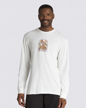 Men's Vans Deserted Long Sleeve T-Shirt White | USA VPR-168357