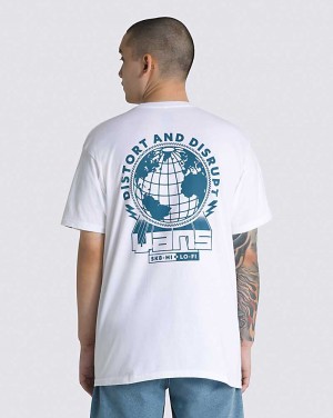 Men's Vans Distort And Disrupt Vans T-Shirt White | USA QNZ-674905