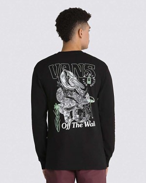 Men's Vans Distorted Snake Long Sleeve T-Shirt Black | USA IWV-076134