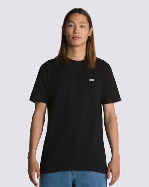 Men's Vans Left Chest Logo T-Shirt Black White | USA KHN-481235