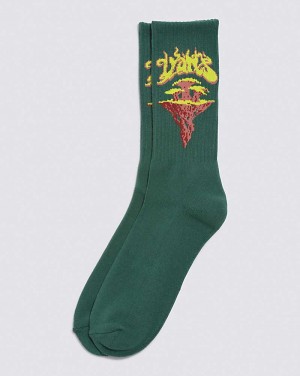 Men's Vans Logo Space Crew Sock Green | USA BFI-870651