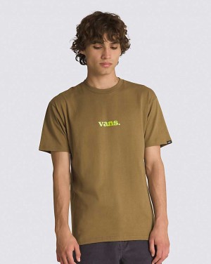 Men's Vans Lower Corecase T-Shirt Olive | USA NTH-713059