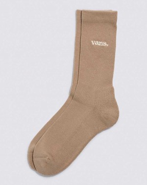 Men's Vans Lowercase Crew Sock Brown | USA LUO-015249