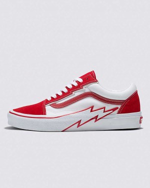 Men's Vans Old Skool Bolt 2-Tone Shoes Red White | USA ODX-954213