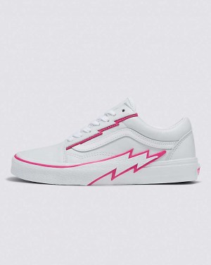 Men's Vans Old Skool Bolt Leather Shoes White Pink | USA RPQ-437019