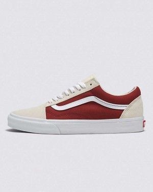 Men's Vans Old Skool Canvas Suede Shoes Dark Red | USA PNR-795261