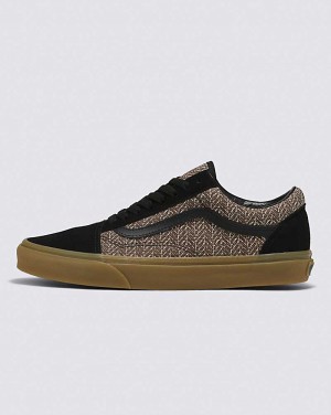 Men's Vans Old Skool Herringbone Shoes Black Brown | USA BFQ-163452