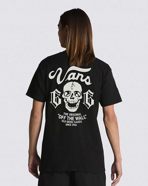 Men's Vans Old Skool Skull T-Shirt Black | USA BZV-438127