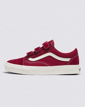 Men's Vans Old Skool V Suede Canvas Shoes Red | USA DNG-018293