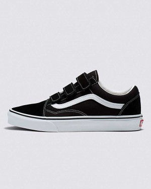 Men's Vans Old Skool V Suede Canvas Shoes Black White | USA RGN-659831